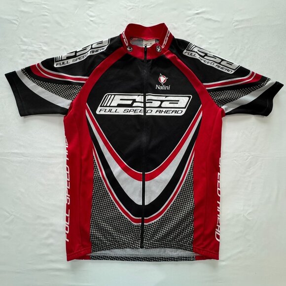 FSA Full Speed Ahead Men's XL Red Black Full-Zip Cycling Jersey Made in Italy - Picture 1 of 10